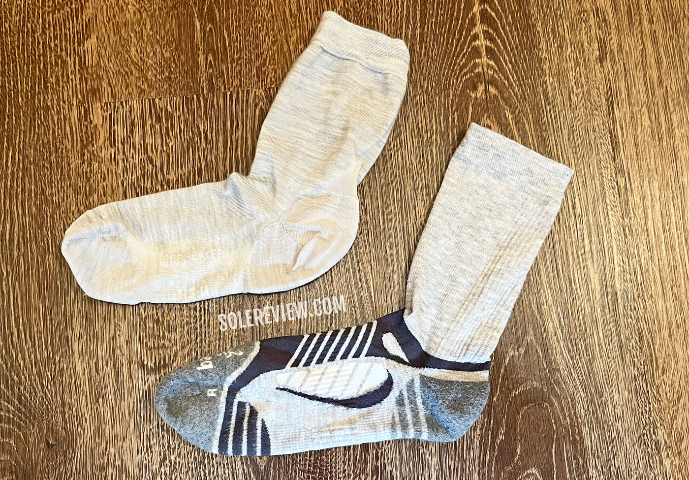 Thick versus thin running socks.