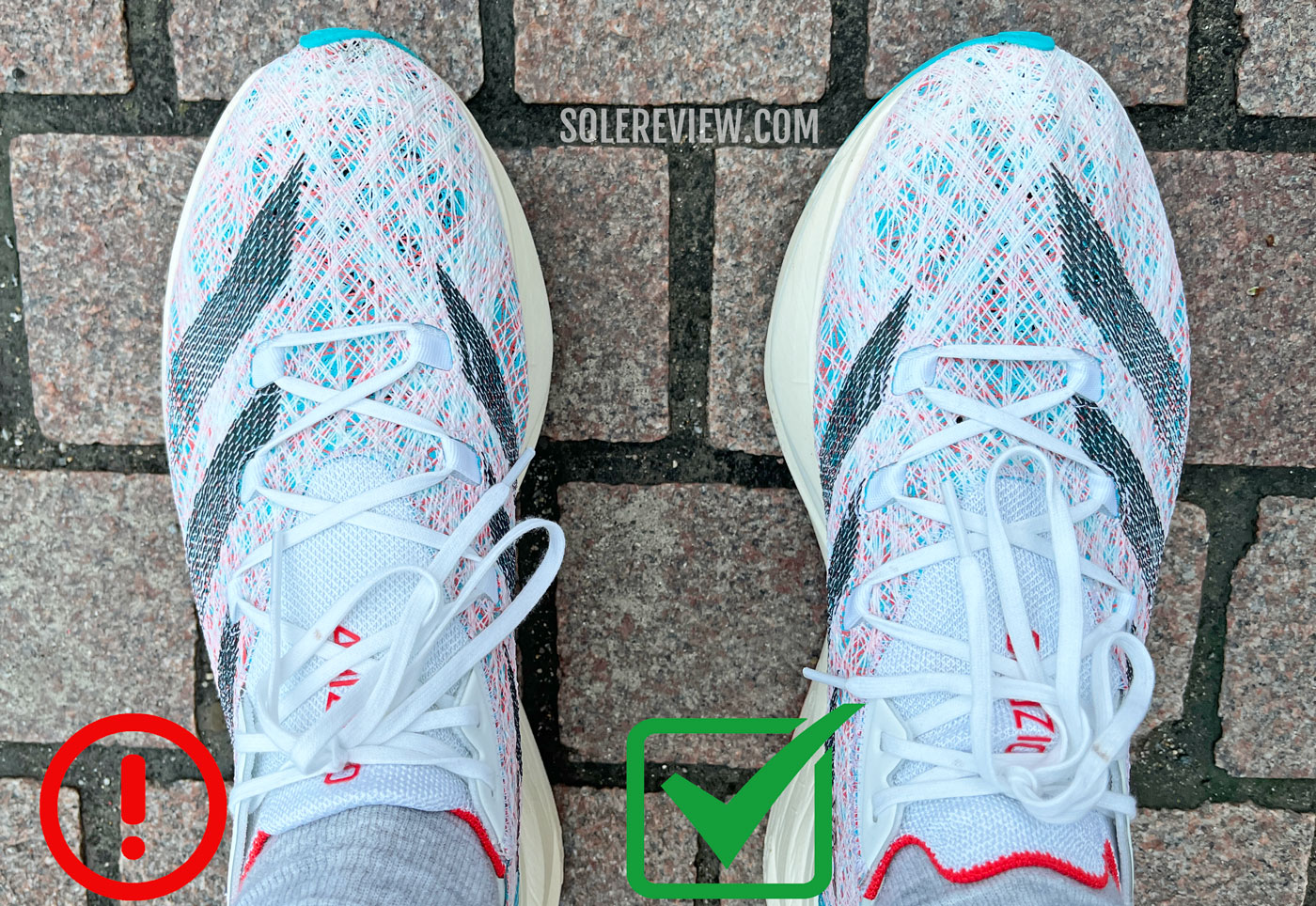 The folded tongue flap of the adidas Prime X2 Strung.