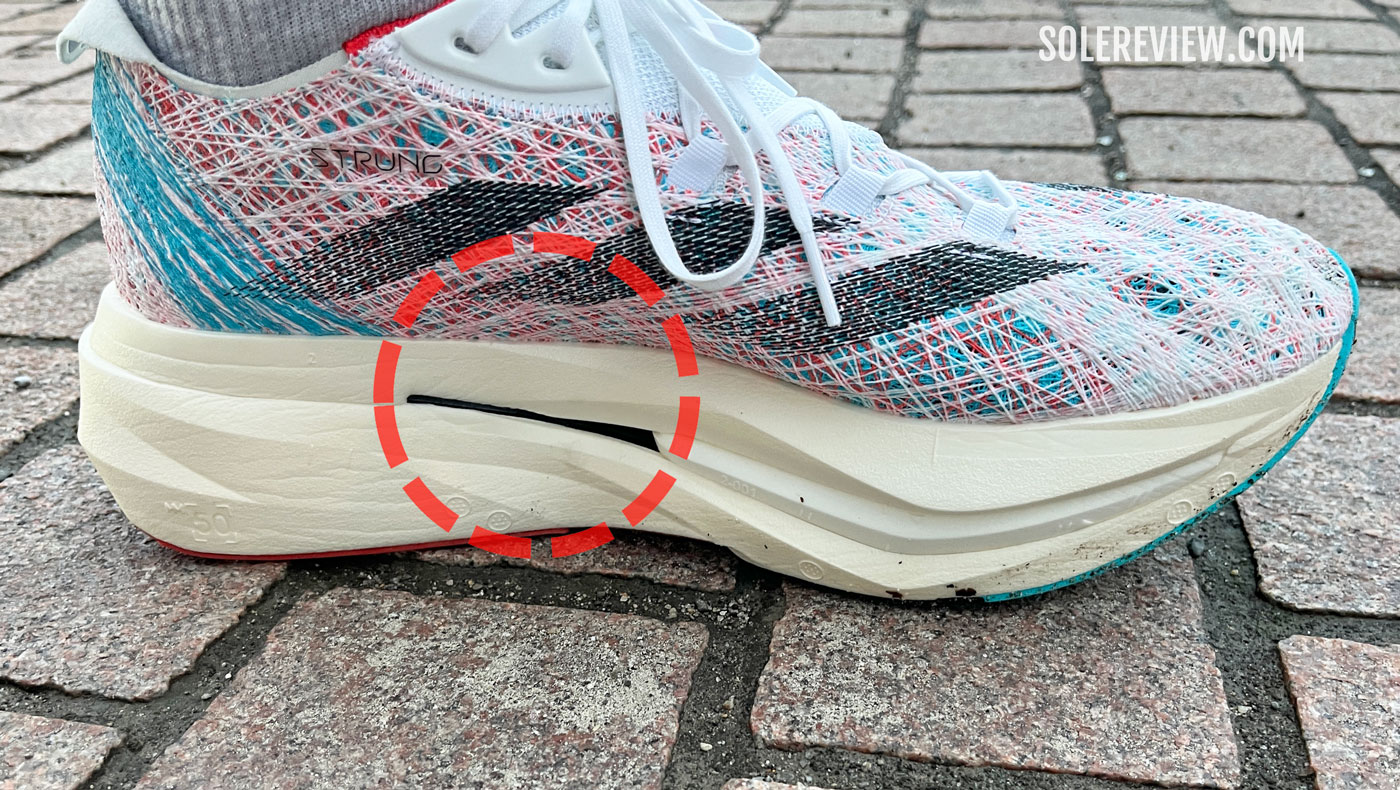 The midsole pressure point of the adidas Prime X2 Strung.
