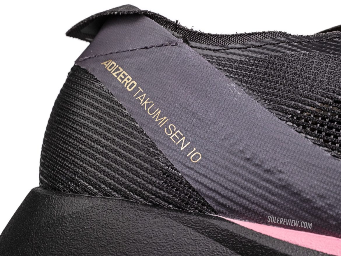 The heel counter of the adidas Takumi Sen 10.