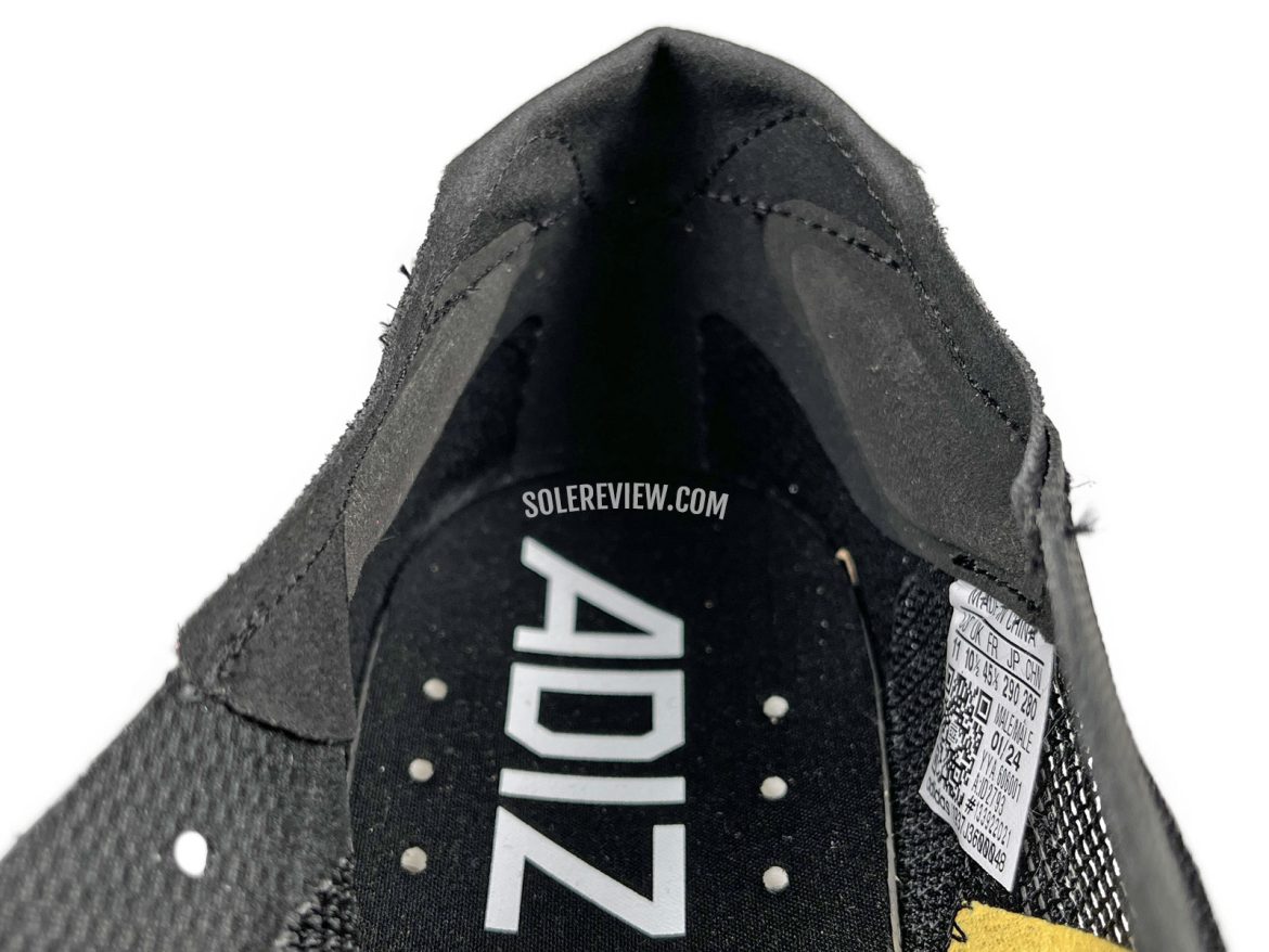 The heel collar of the adidas Takumi Sen 10.