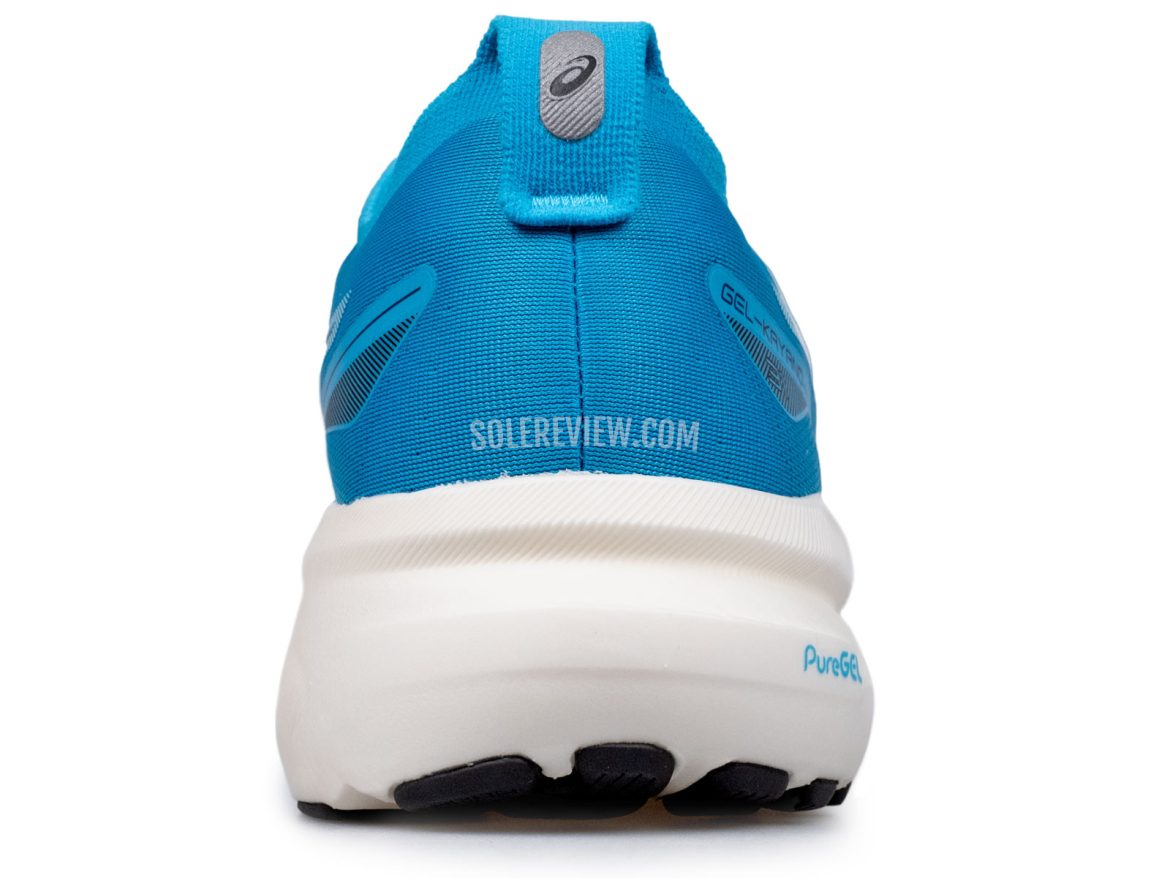 The heel view of the Asics Kayano 31.