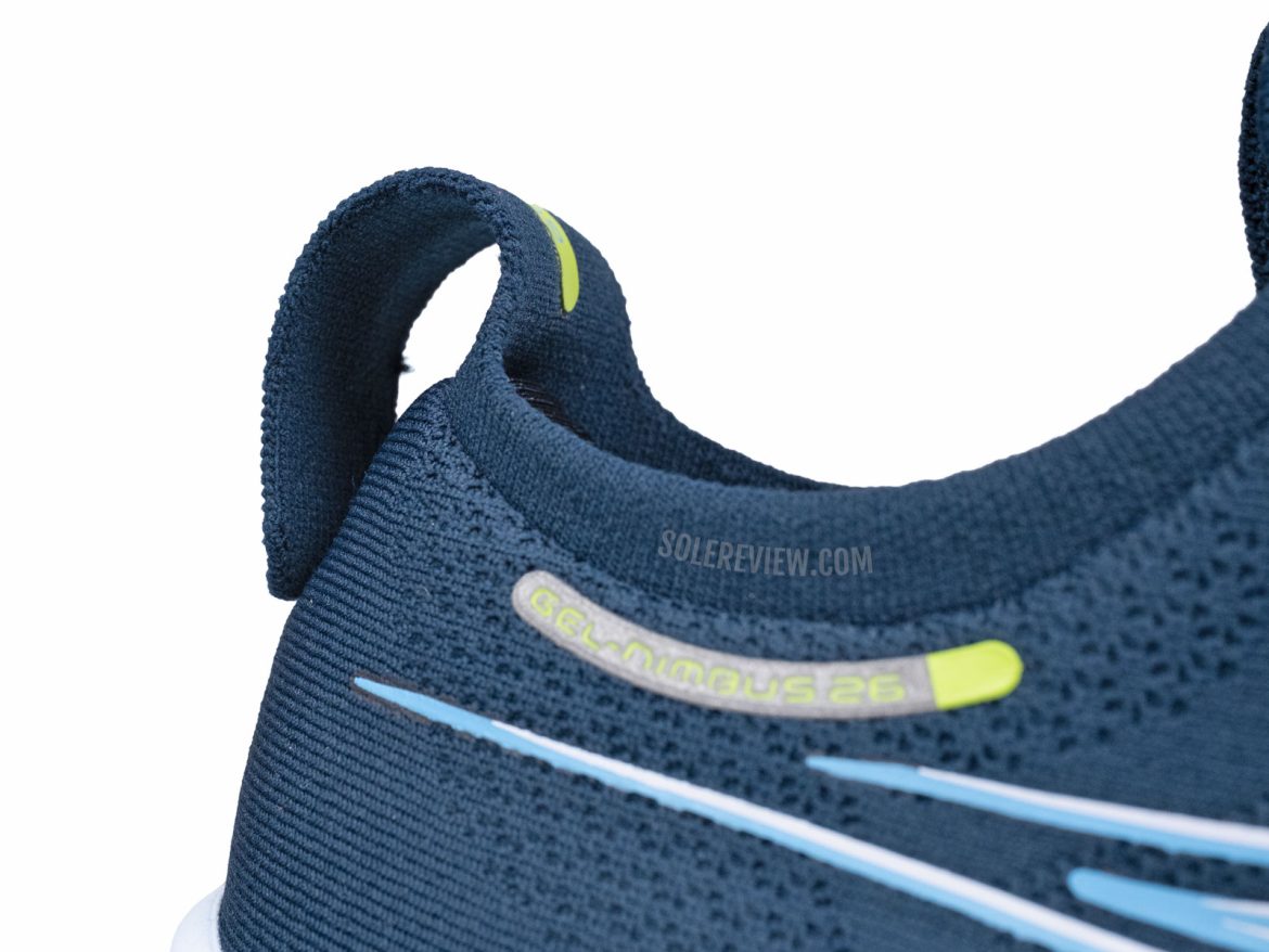The heel loop of the Asics Nimbus 26.