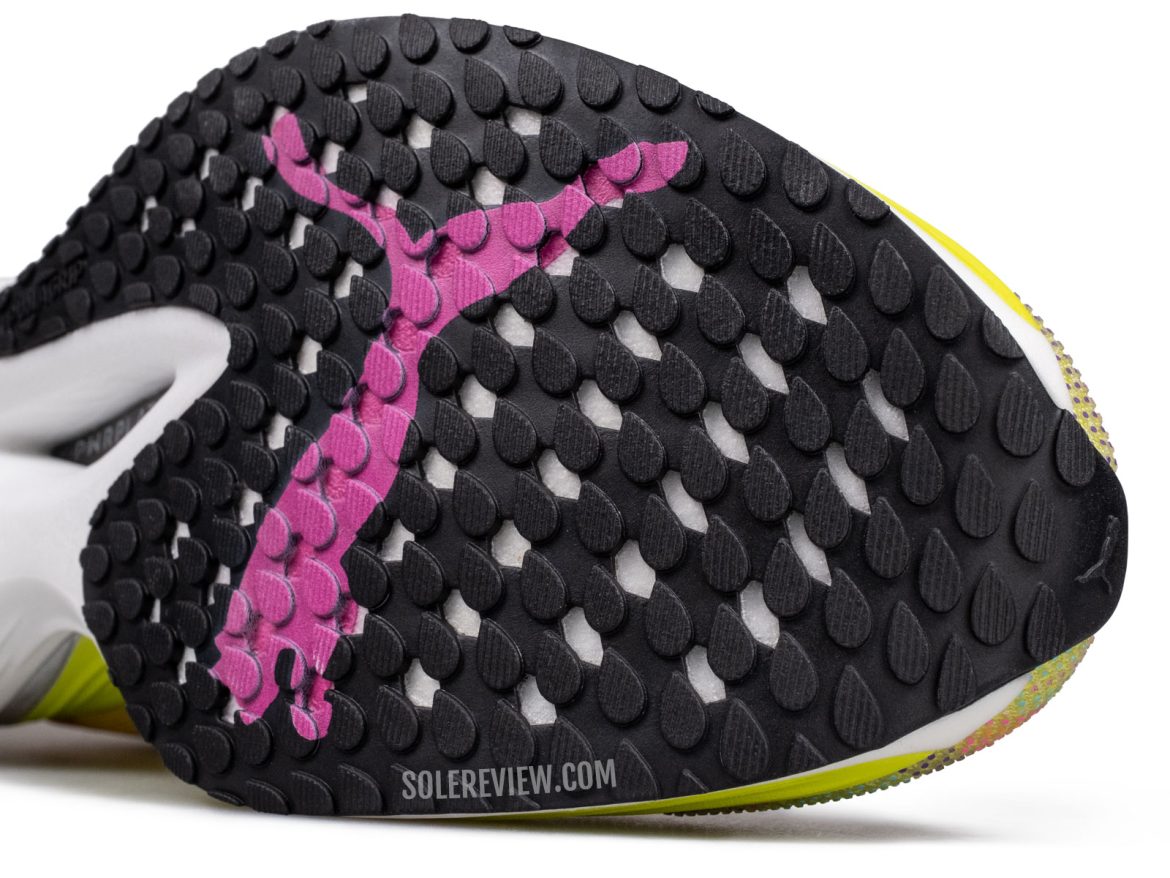 The forefoot outsole of the Puma Deviate Nitro Elite 2.