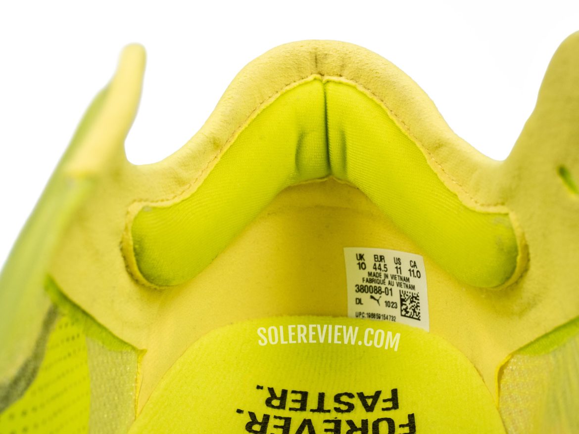 The heel collar of the Puma Deviate Nitro Elite 2.