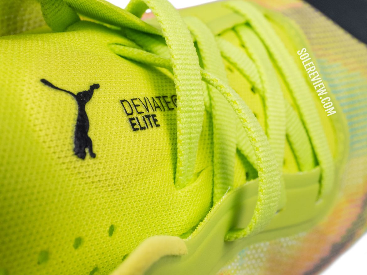 The dual tongue loops of the Puma Deviate Nitro Elite 2.