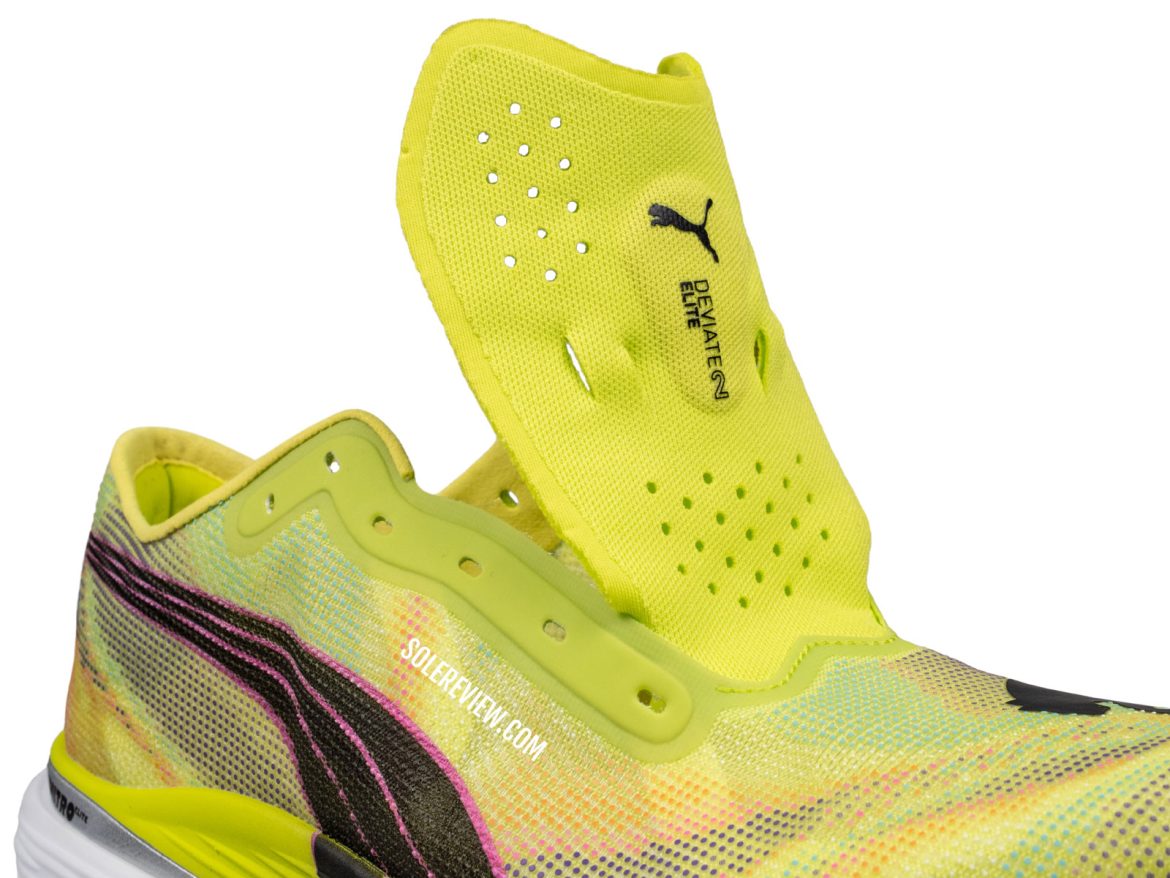 The tongue of the Puma Deviate Nitro Elite 2.