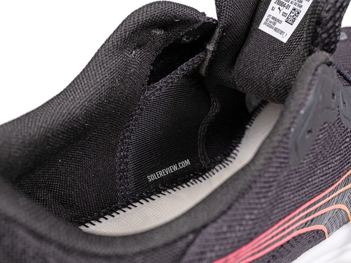 The inner gusset of the Puma Magnify Nitro 2.