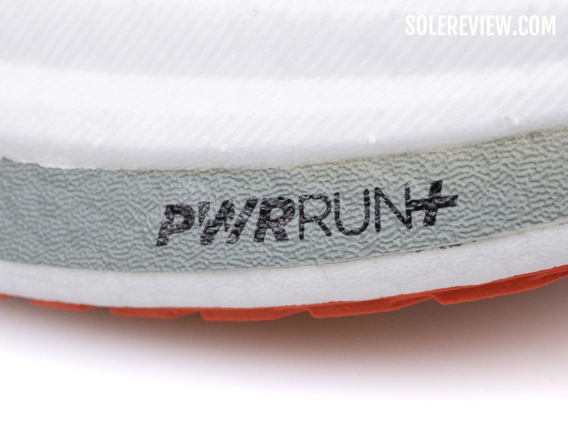 The Pwrrun+ foam on the Saucony Ride 17.