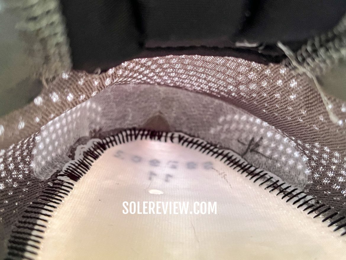 The interiors of the Saucony Ride 17.