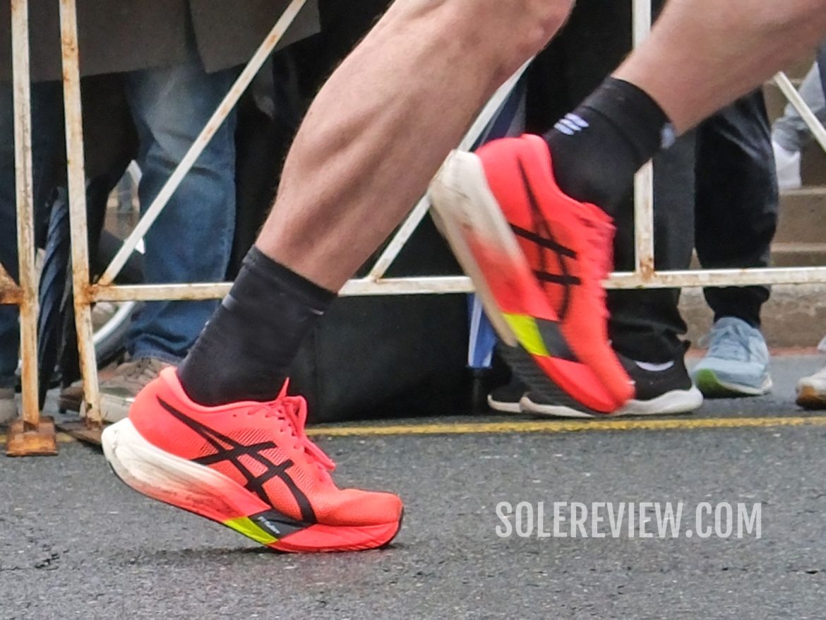 The Asics Metaspeed Edge Paris on the road.