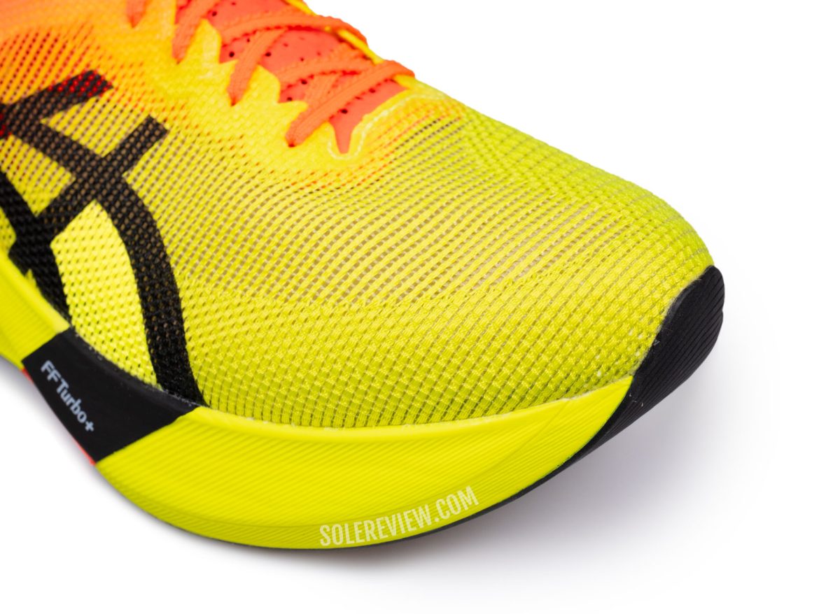 The toe box of the Asics Metaspeed Edge Paris.
