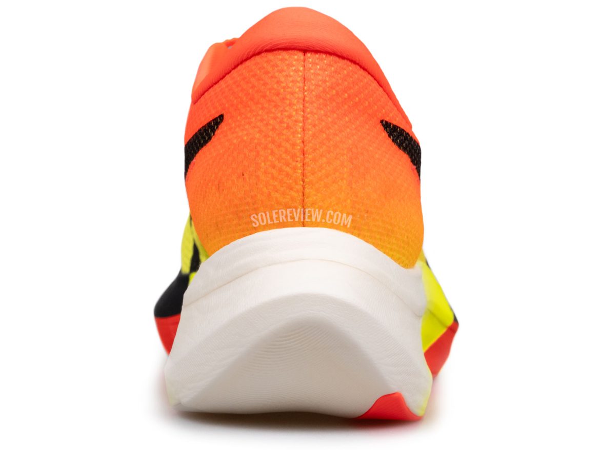 The heel view of the Asics Metaspeed Sky Paris.