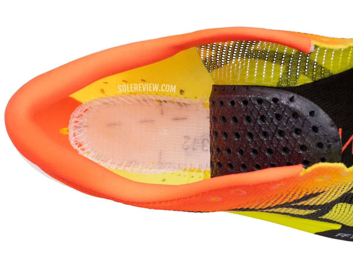 The pasted footbed of the Asics Metaspeed Sky Paris.