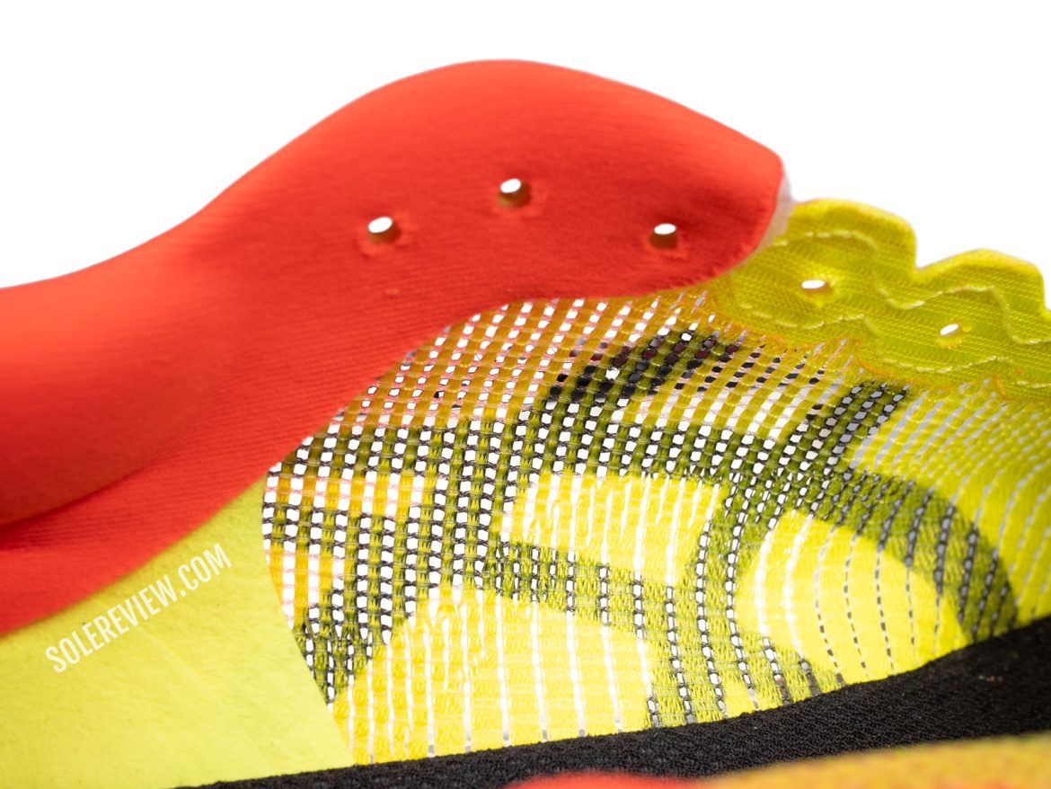 The midfoot panels of the Asics Metaspeed Sky Paris.