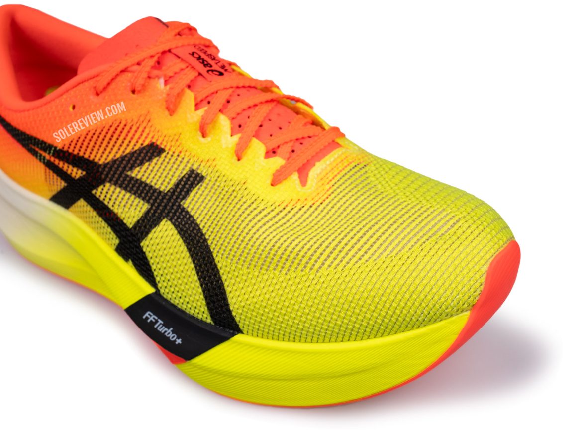 The toe box of the Asics Metaspeed Sky Paris.