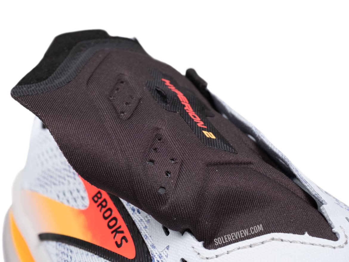 The padded tongue of the Brooks Hyperion 2.