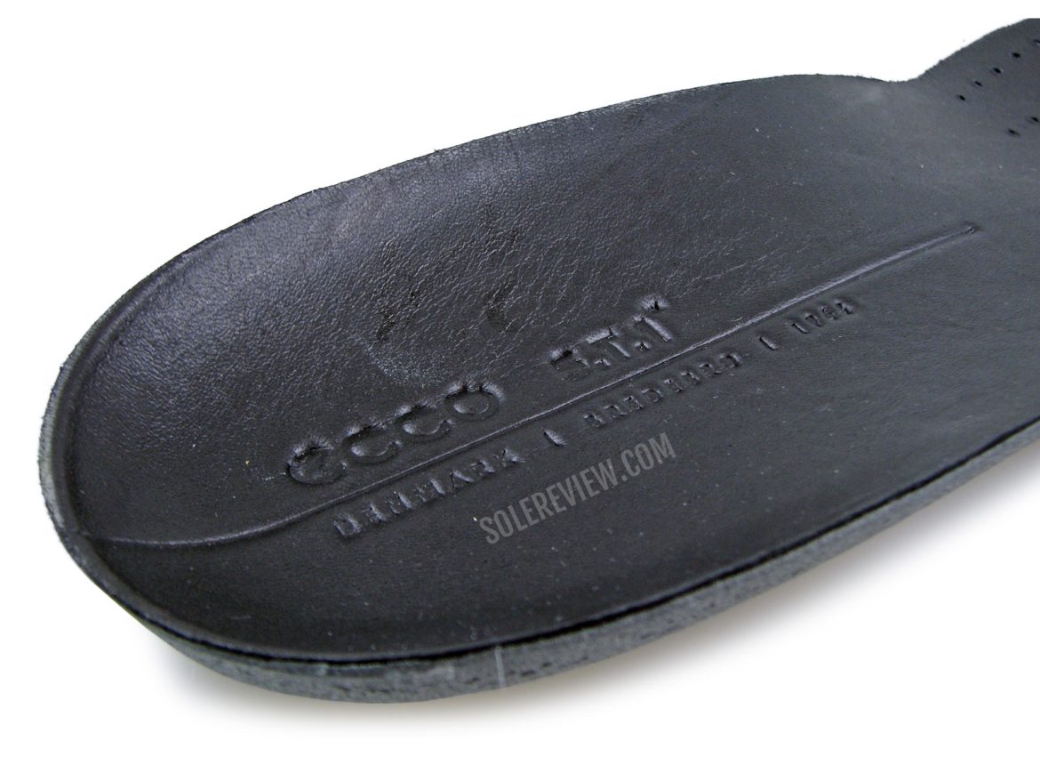 The leather footbed of the Ecco ST1 Hybrid.
