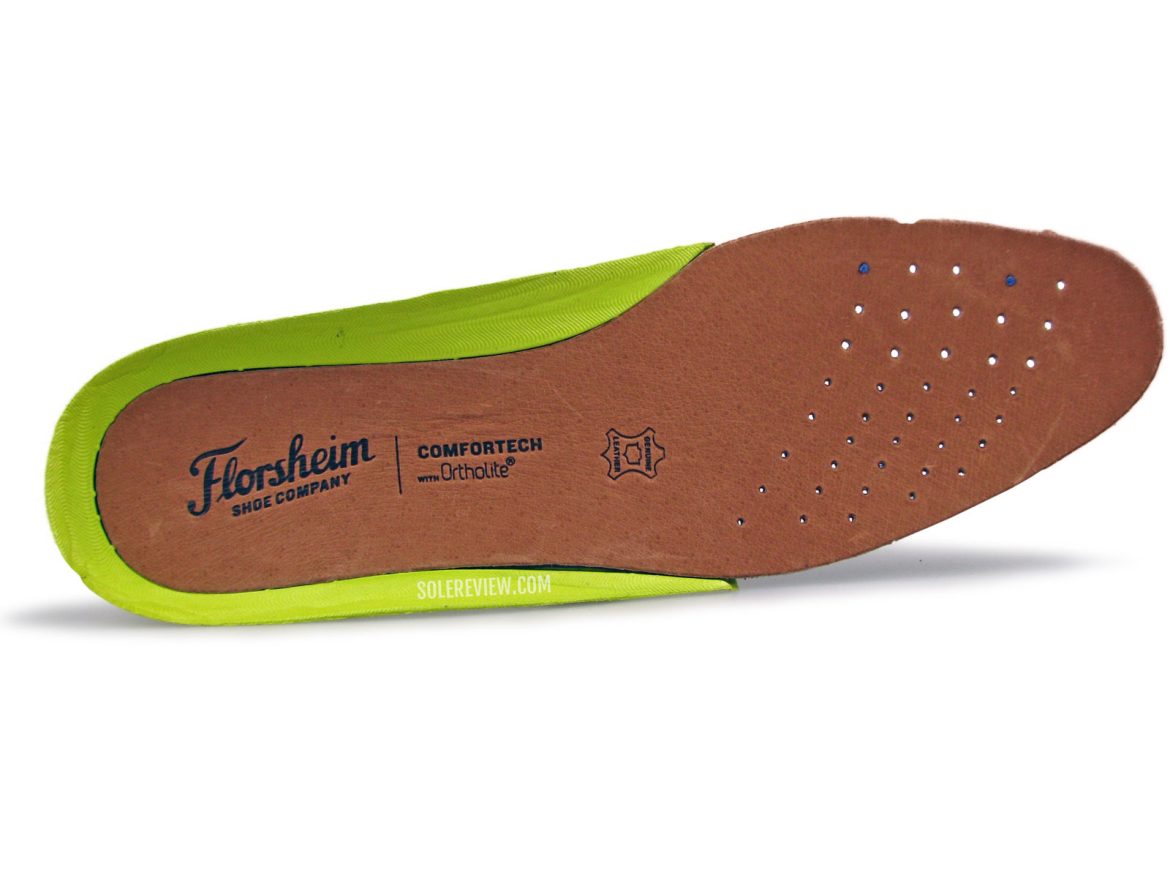 The leather footbed of the Florsheim Midtown.