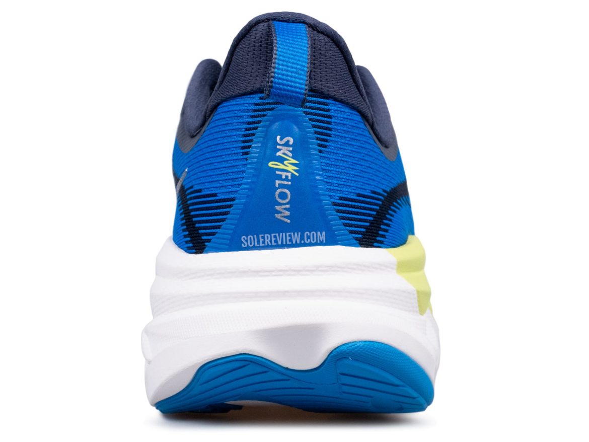 The heel view of the Hoka Skyflow.