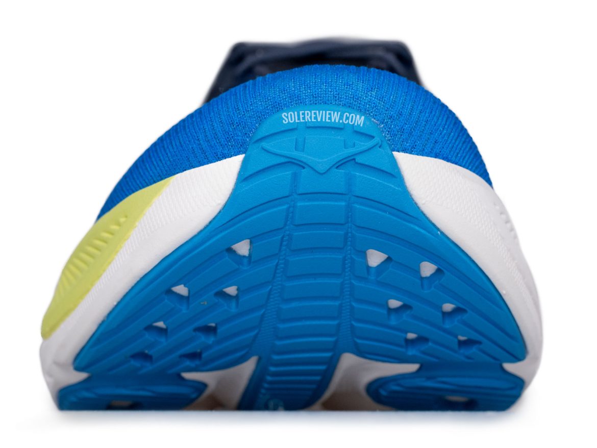 The midsole rocker of the Hoka Skyflow.