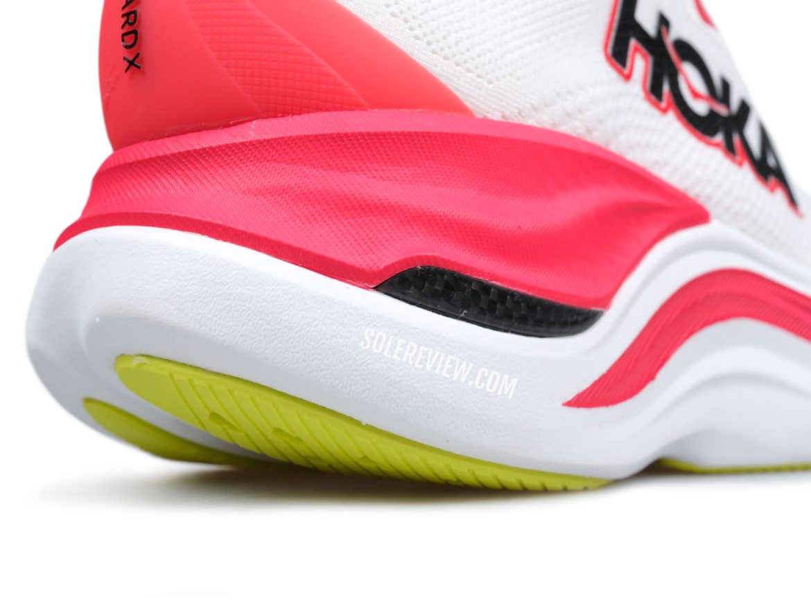 The heel plate of the Hoka Skyward X.