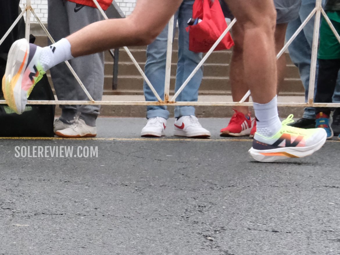 The New Balance SC Elite V4 on the road.