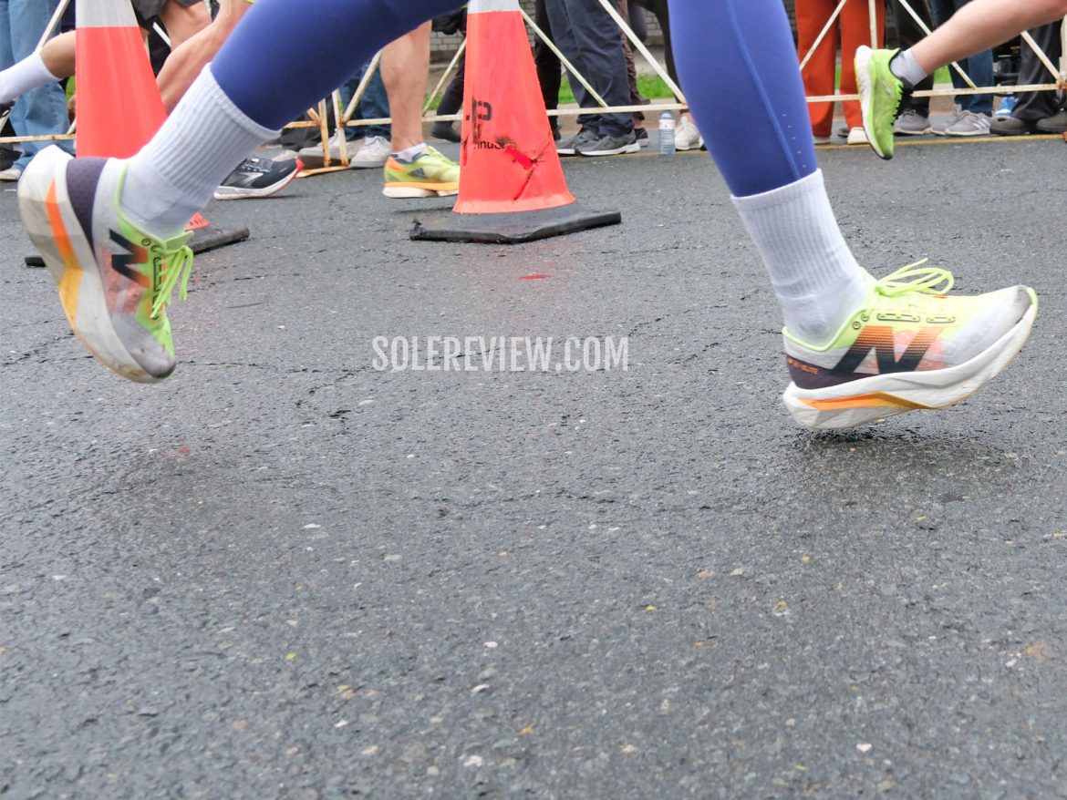 The New Balance SC Elite V4 on the road.