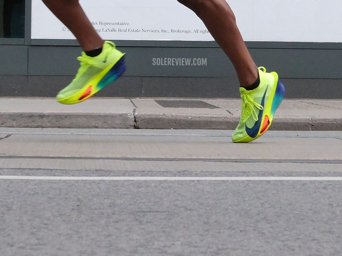 The Nike Alphafly 3 in a road race.