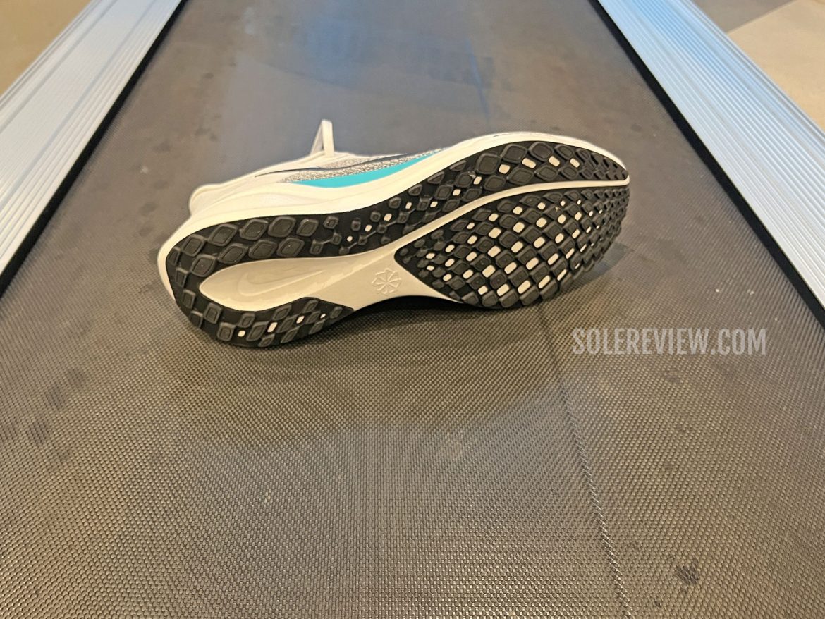 The Nike Pegasus 41 on a treadmill.