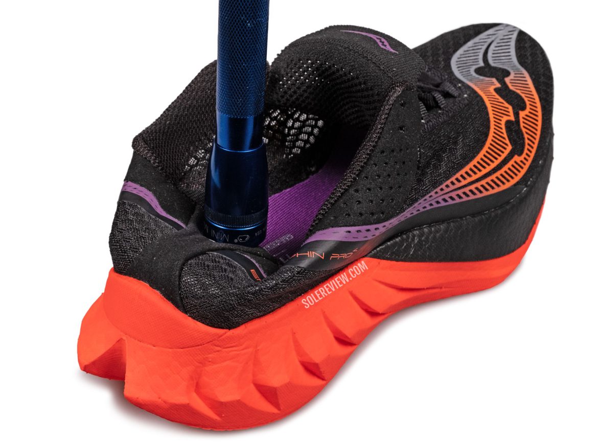 The collapsible heel of the Saucony Endorphin Pro 4.