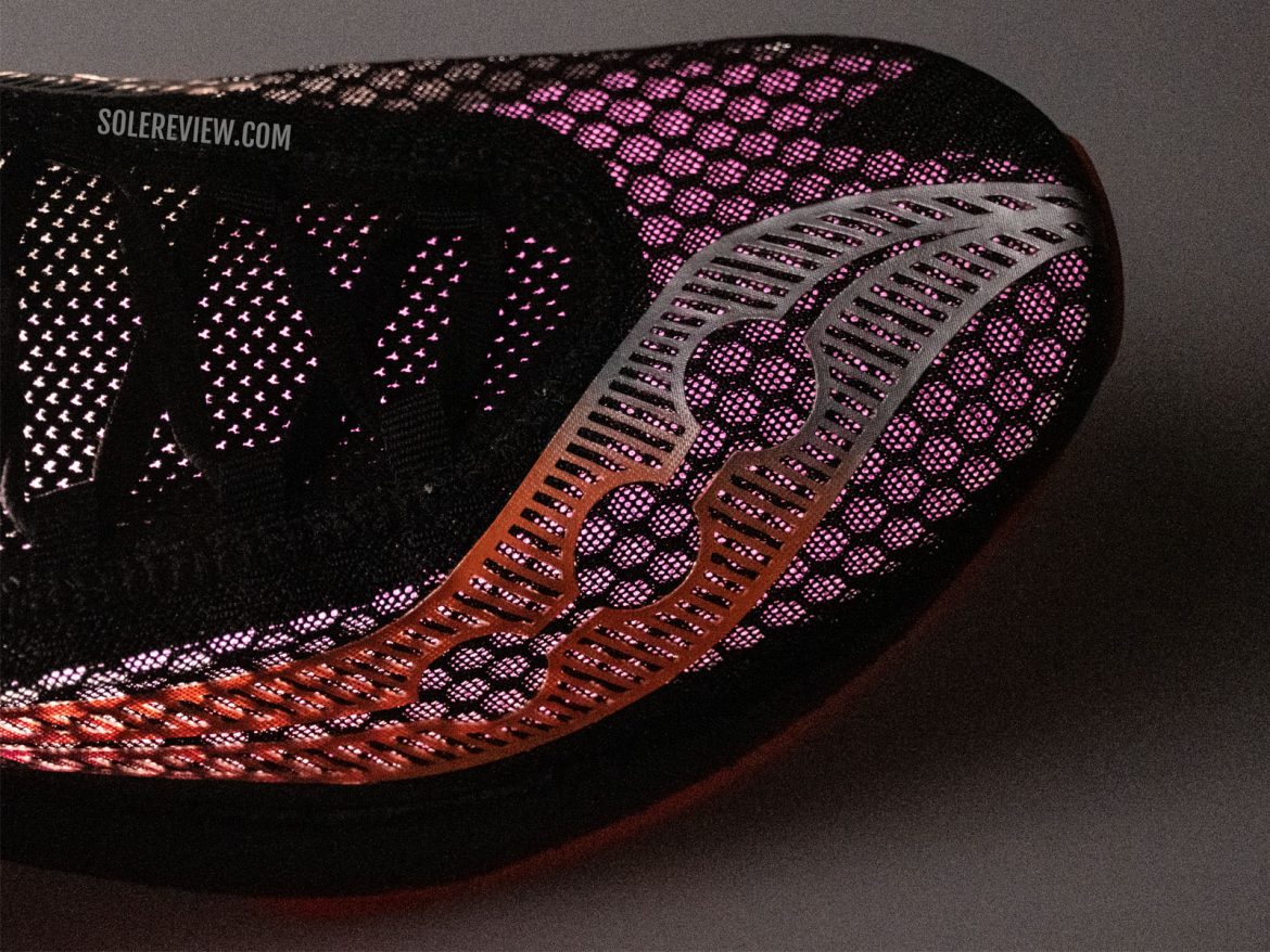 The ventilated upper of the Saucony Endorphin Pro 4.