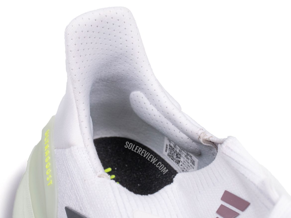 The padded heel collar of the adidas Ultraboost 5X.