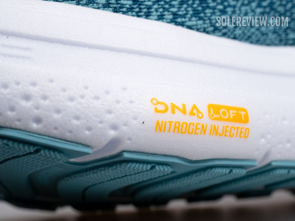 The DNA Loft V3 foam of the Brooks Ghost Max 2.