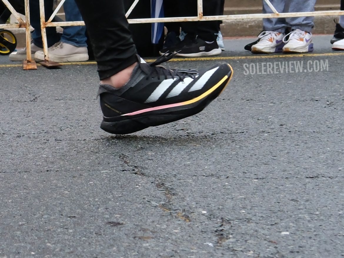Heel striking in the adidas Adios Pro 3.