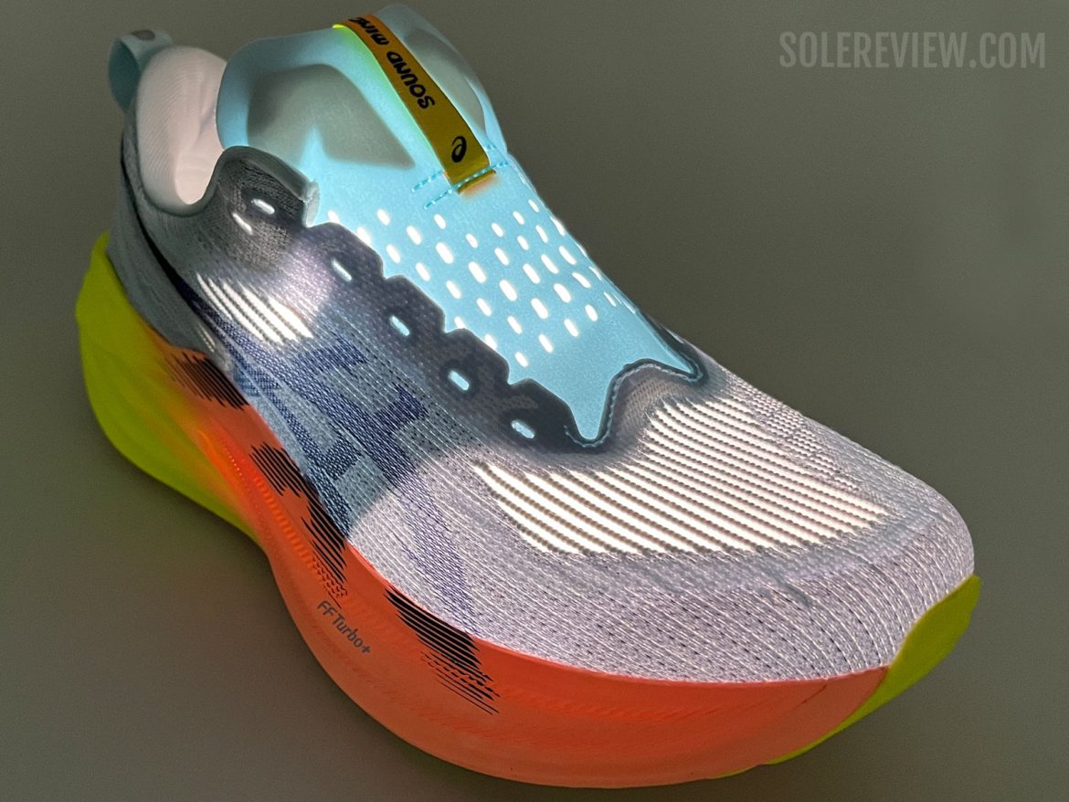 The lightweight upper of the Asics Superblast 2.