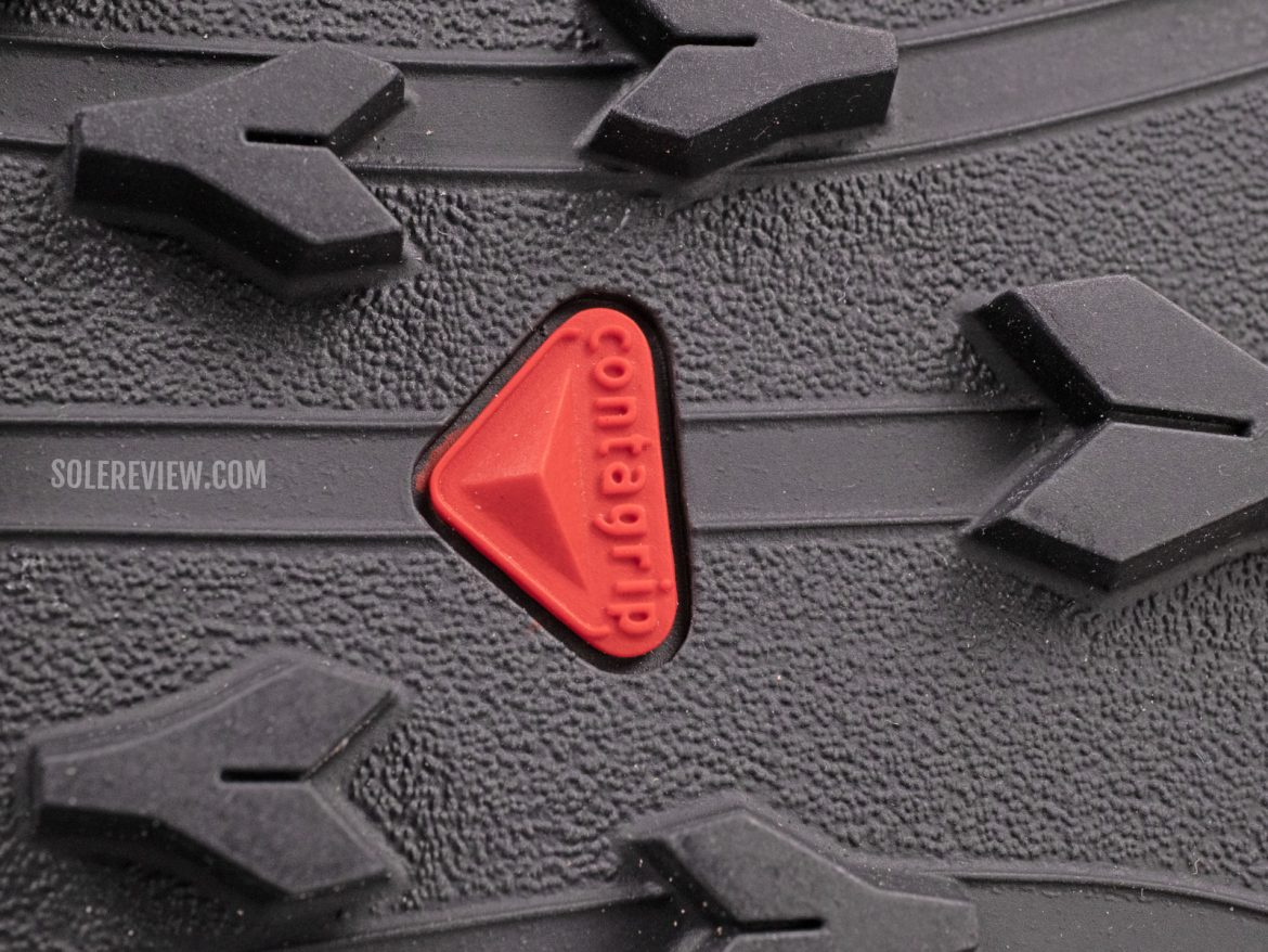 The Contagrip outsole of the Salomon Wintercross Spike.
