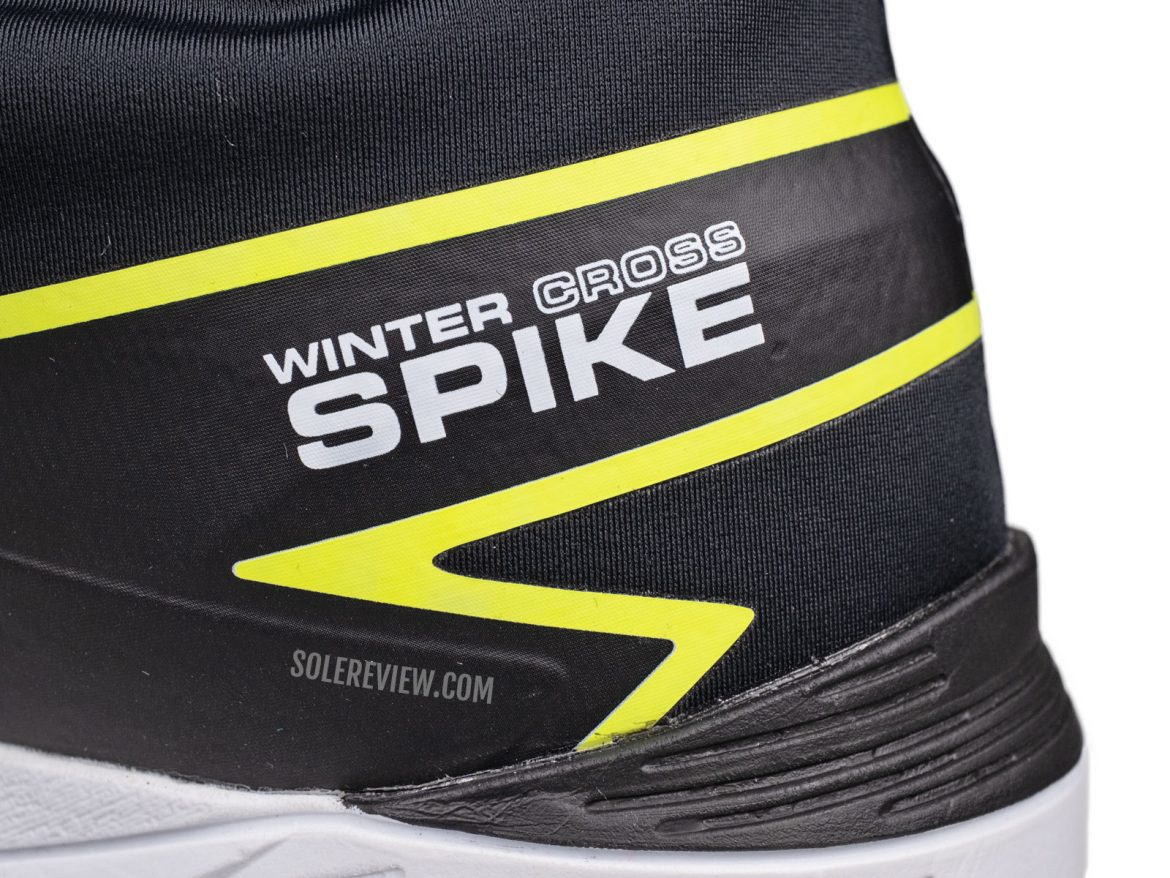 The heel counter of the Salomon Wintercross Spike.
