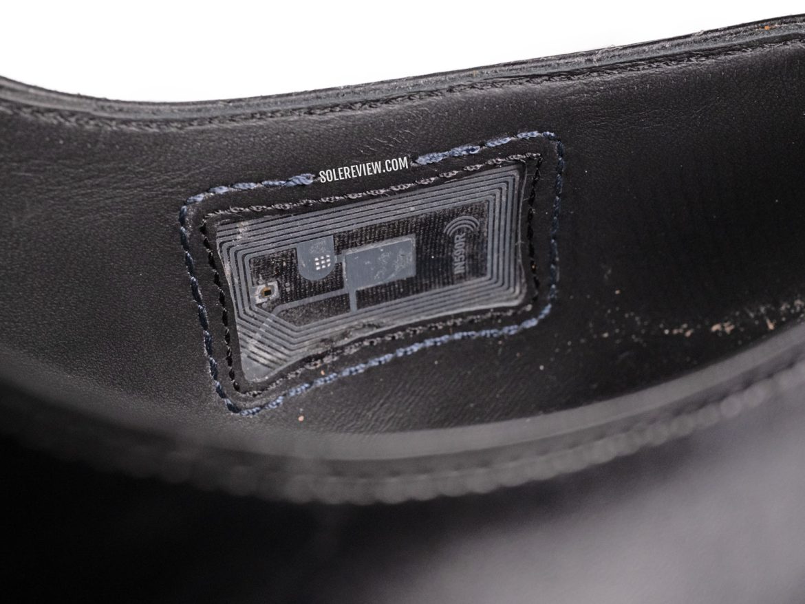 The RFID chip inside the Santoni Limited Edition shoe.