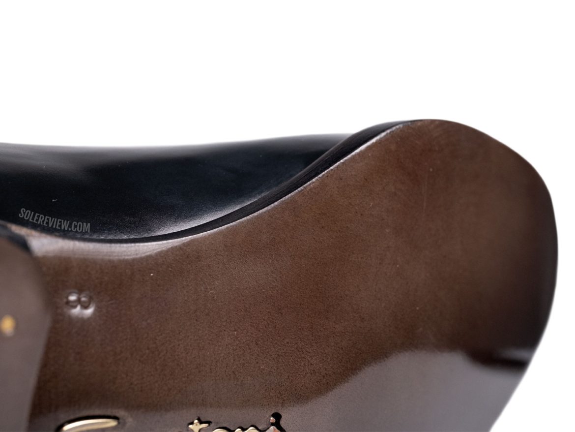The closed channel Goodyear welting on the Santoni Limited Edition shoe.
