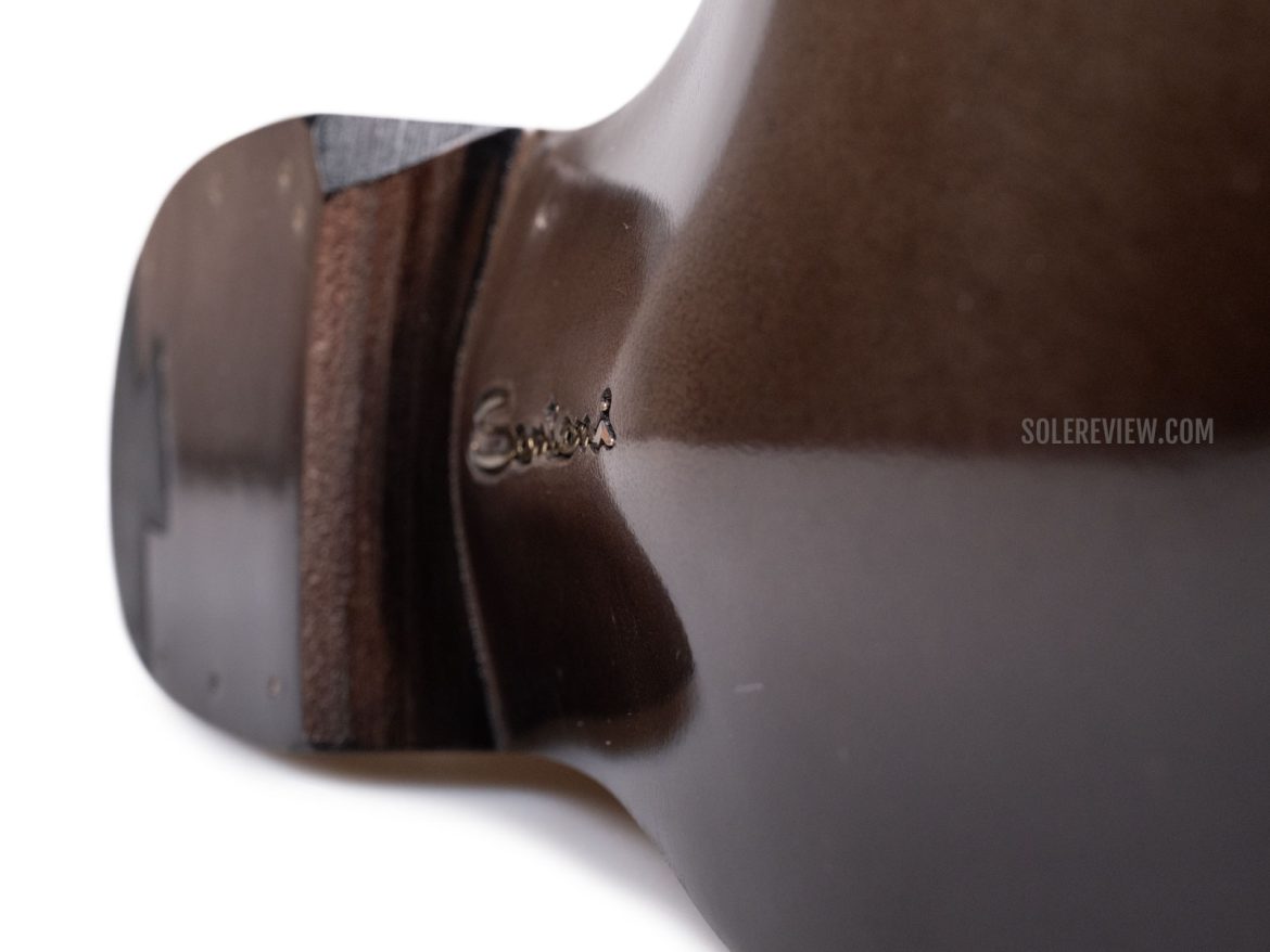 The fiddleback waist of the Santoni Limited Edition shoe.