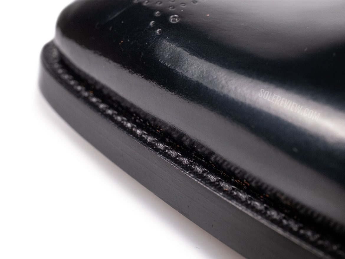 The welting on the Santoni Limited Edition shoe.