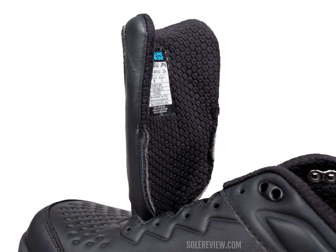 The tongue of the Hoka Bondi SR.