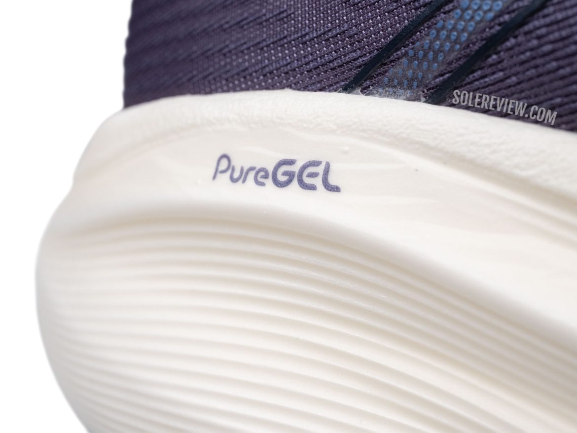 The PureGel midsole of the Asics Nimbus 27.