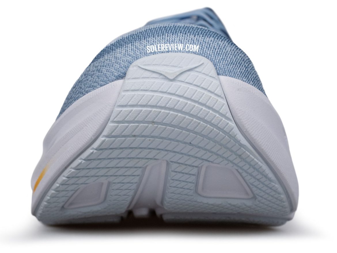The midsole rocker of the Hoka Bondi 9.