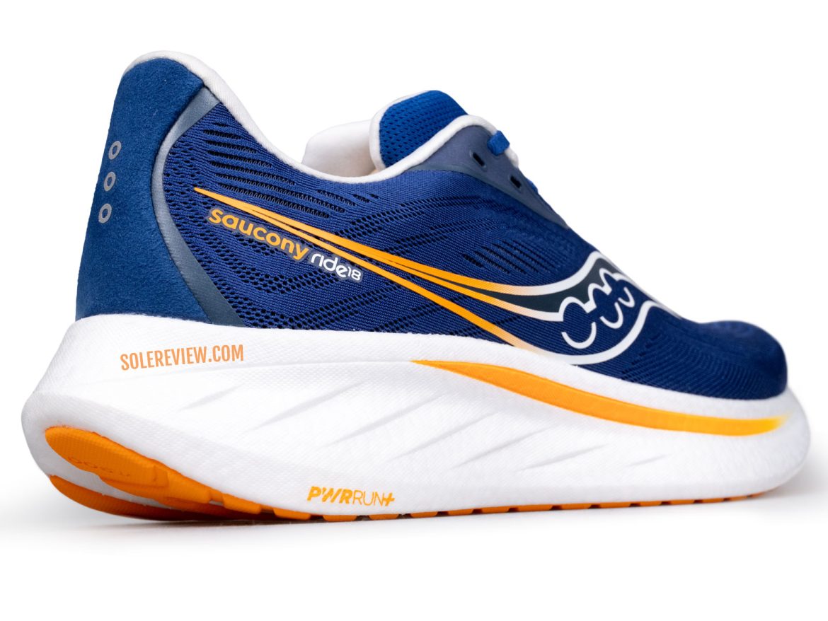 The side profile of the Saucony Ride 18.