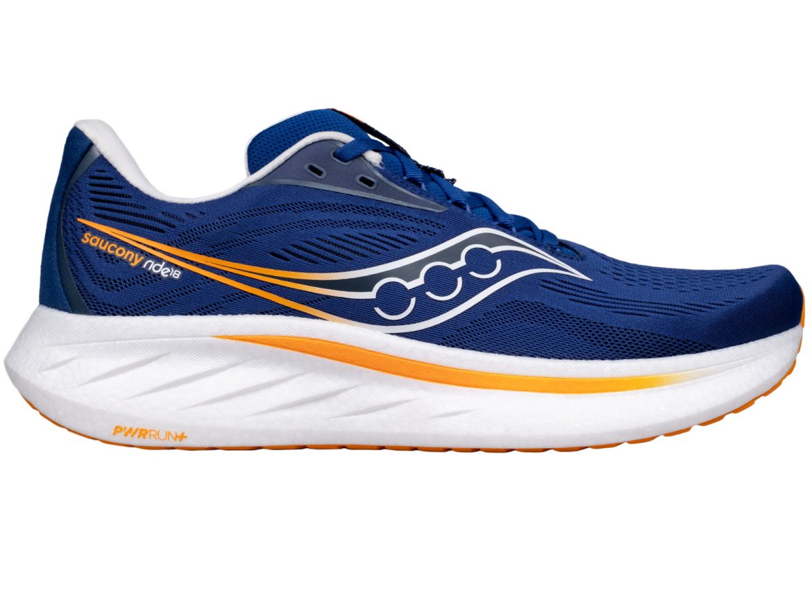 The side view of the Saucony Ride 18.