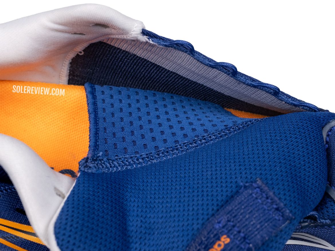 The tongue gusset of the Saucony Ride 18.