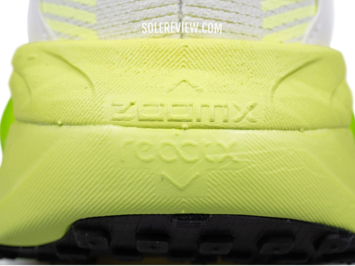 The ZoomX and ReactX foam of the Nike Vomero 18.