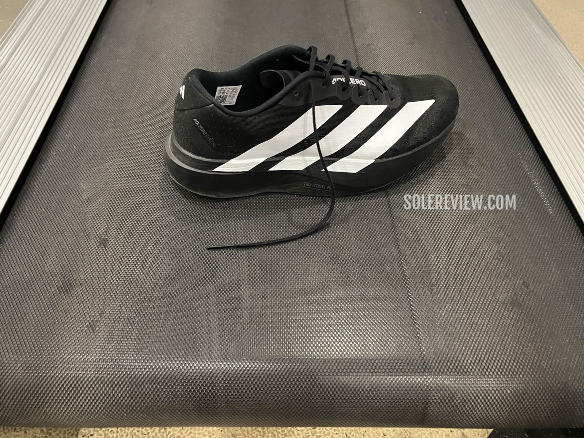 adidas adizero EVO SL on treadmill.